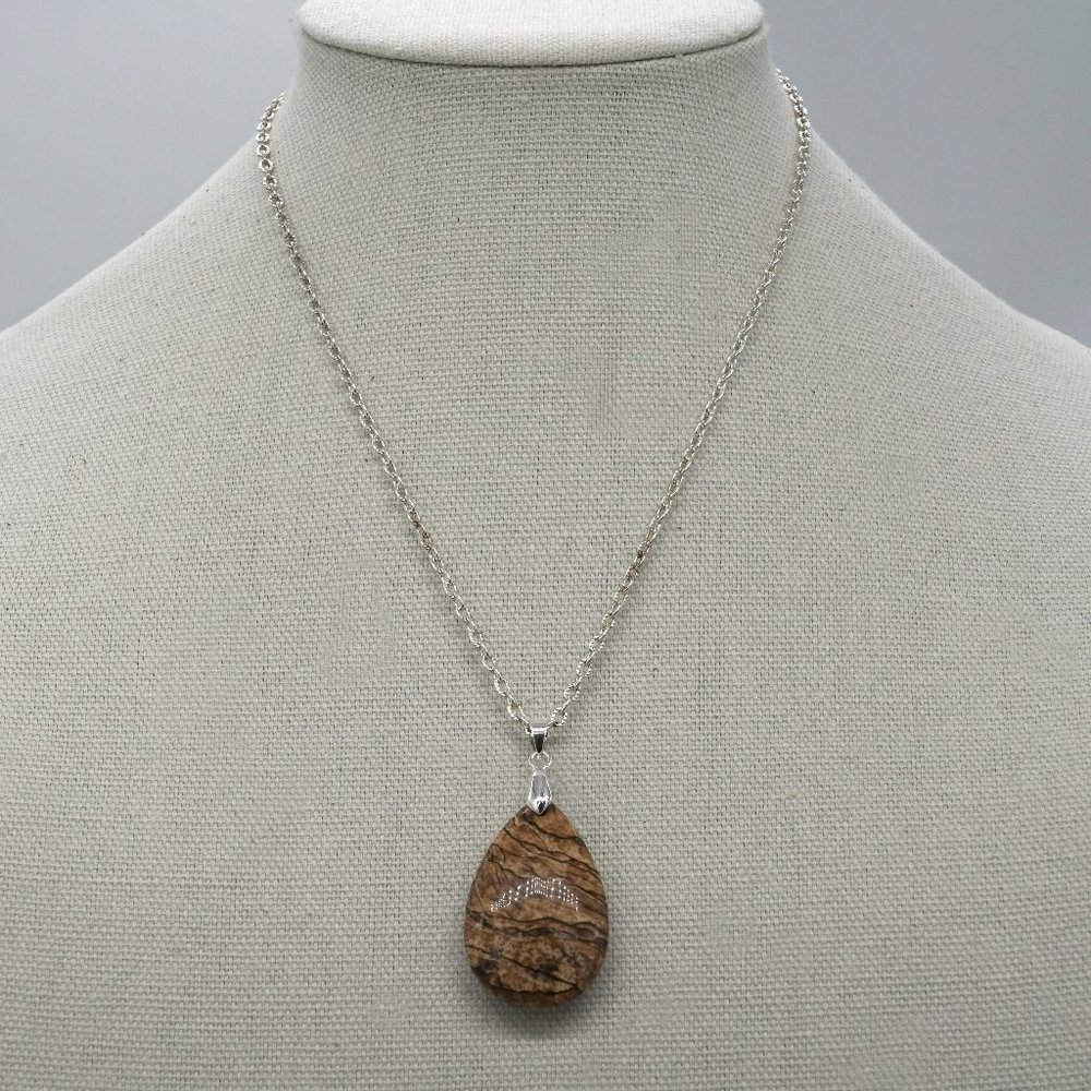 Genuine Jasper with silver link chain.